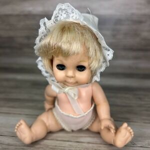 1980 Playmates Baby Doll Rooted Hair‎ Sleep Blue Eyes Blonde